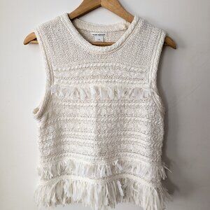 Club Monaco Textured Fringe Sleeveless Top - Size L